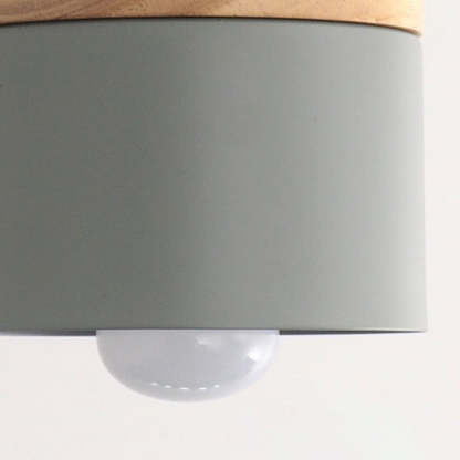 Minimalist Wood Iron Cylinder Pendant Light — Gray / 110V-120V For US/CA