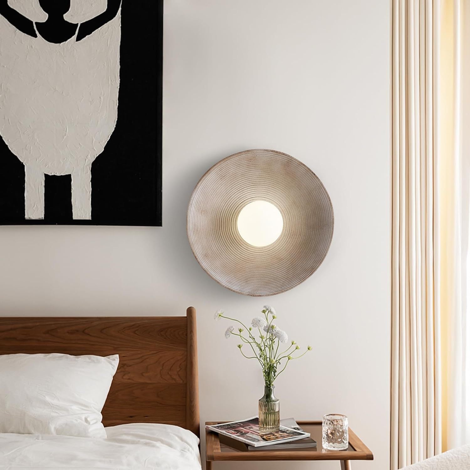 Japanese Resin Glass Annual Ring Wall Sconce