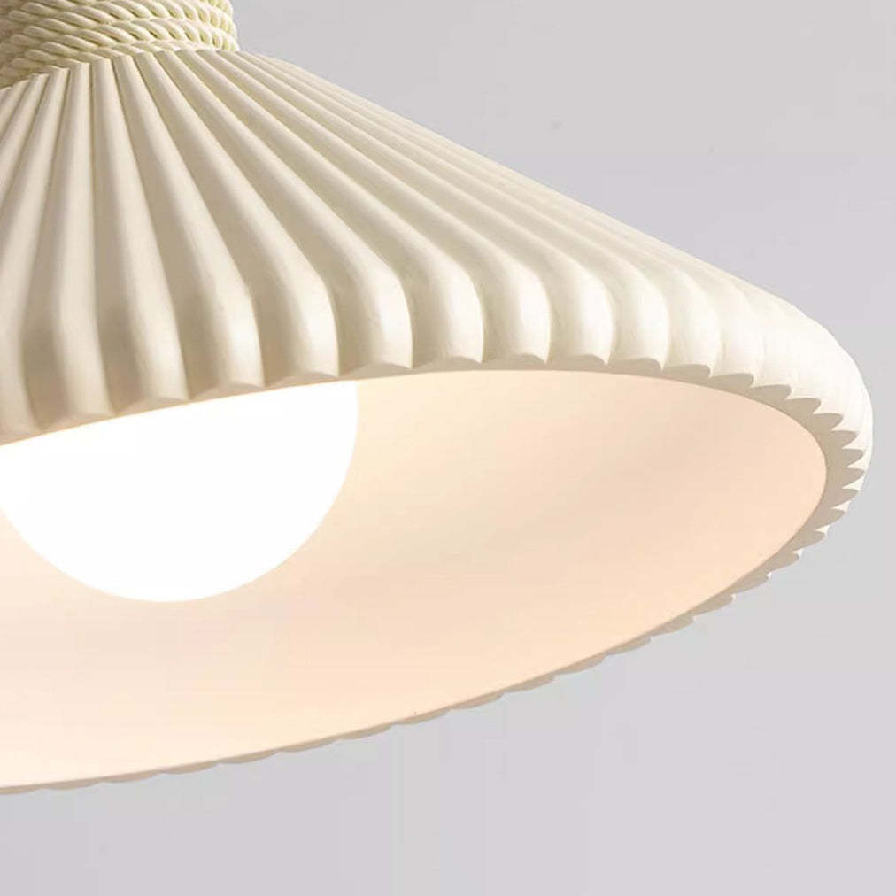 French Conical Pleated Resin Pendant Light