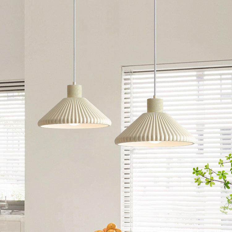 French Conical Pleated Resin Pendant Light