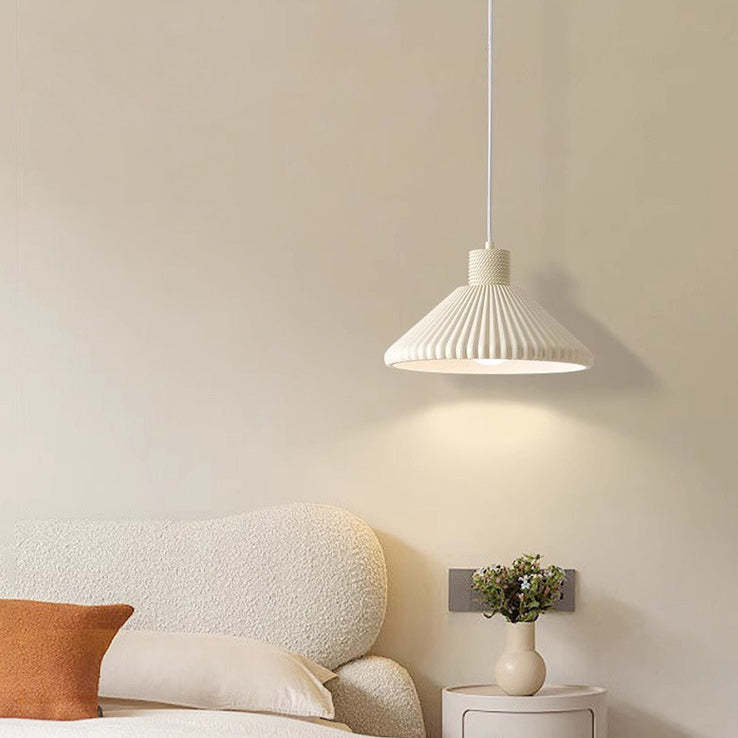 French Conical Pleated Resin Pendant Light