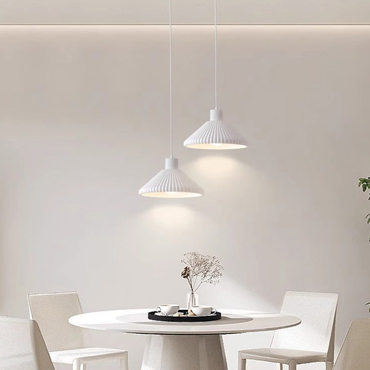 French Conical Pleated Resin Pendant Light