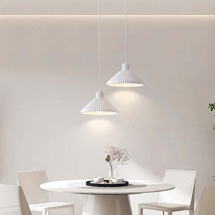 French Conical Pleated Resin Pendant Light