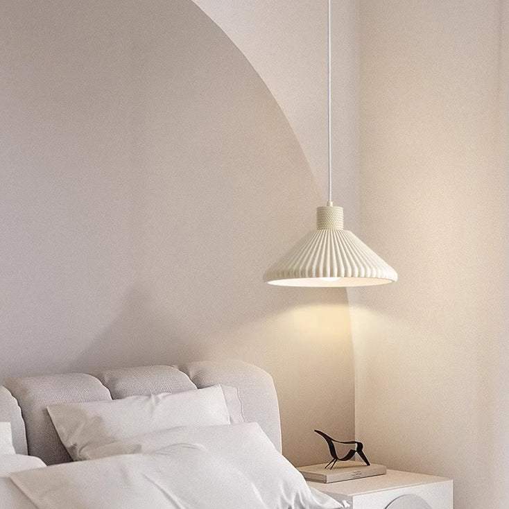 French Conical Pleated Resin Pendant Light