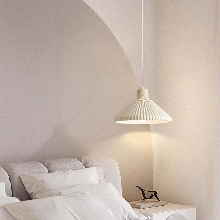 French Conical Pleated Resin Pendant Light