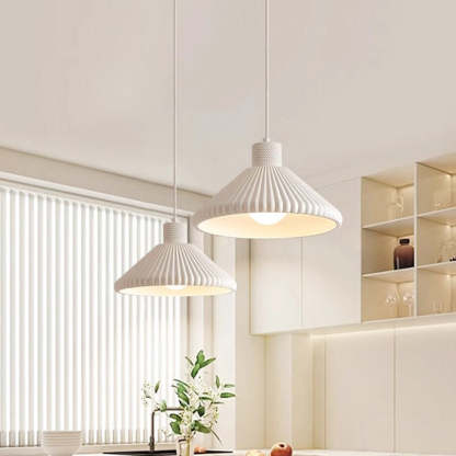 French Conical Pleated Resin Pendant Light