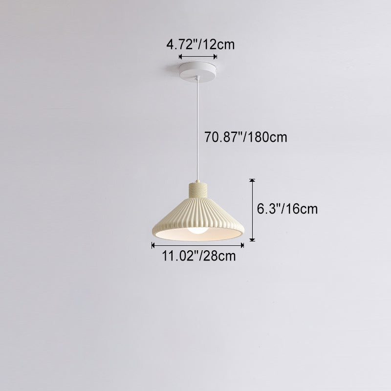 French Conical Pleated Resin Pendant Light