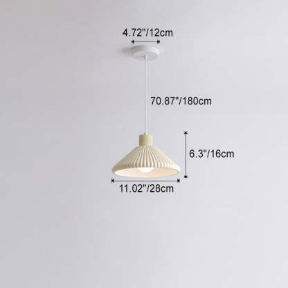 French Conical Pleated Resin Pendant Light