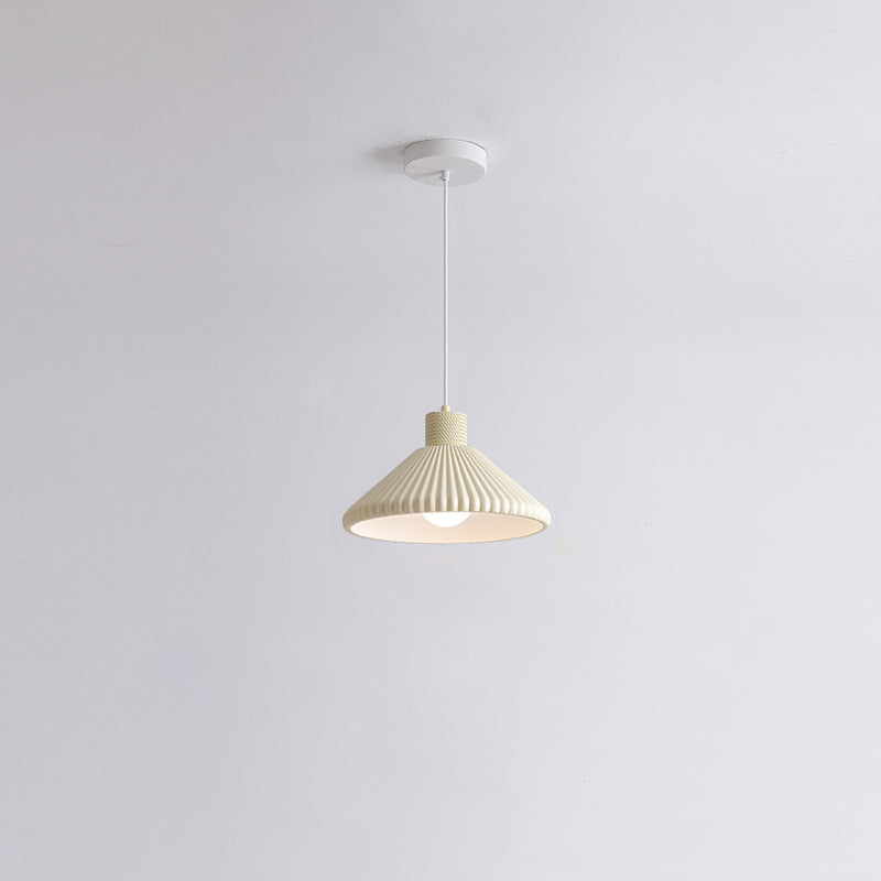 French Conical Pleated Resin Pendant Light