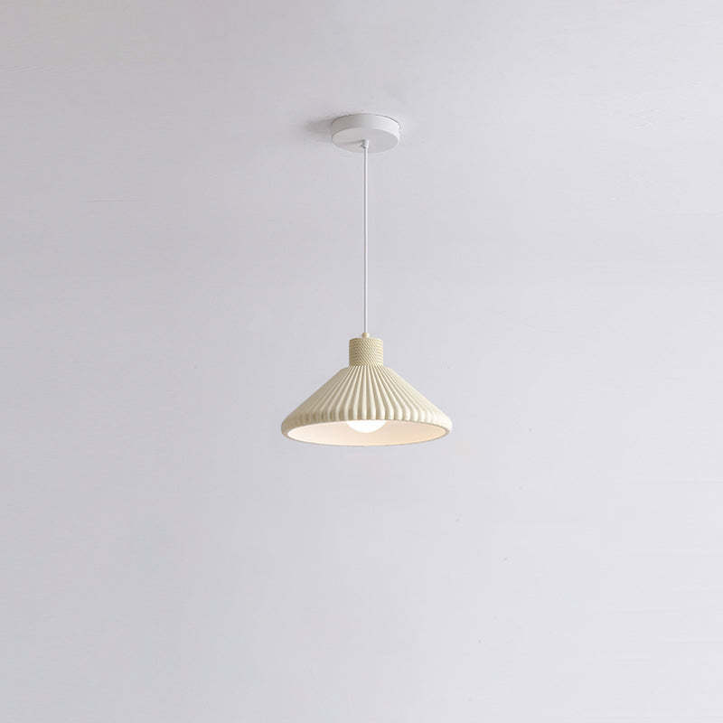French Conical Pleated Resin Pendant Light