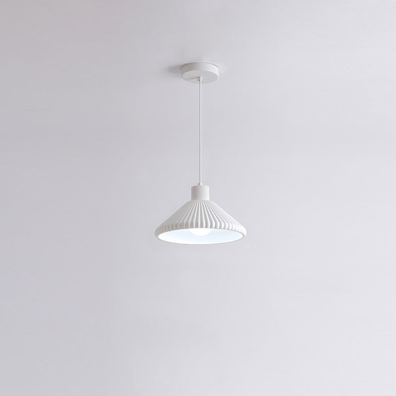 French Conical Pleated Resin Pendant Light