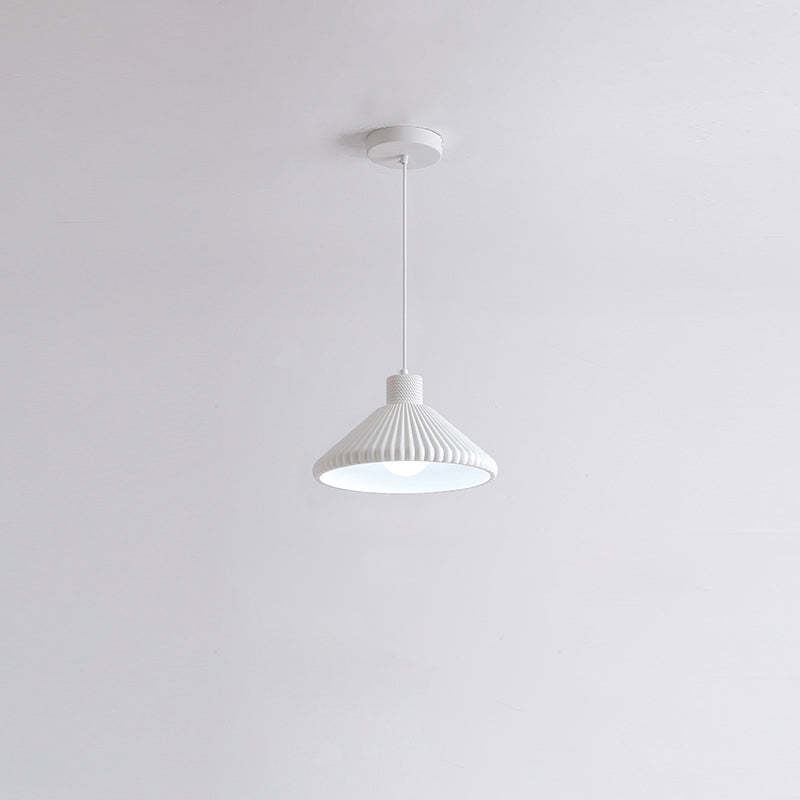 French Conical Pleated Resin Pendant Light