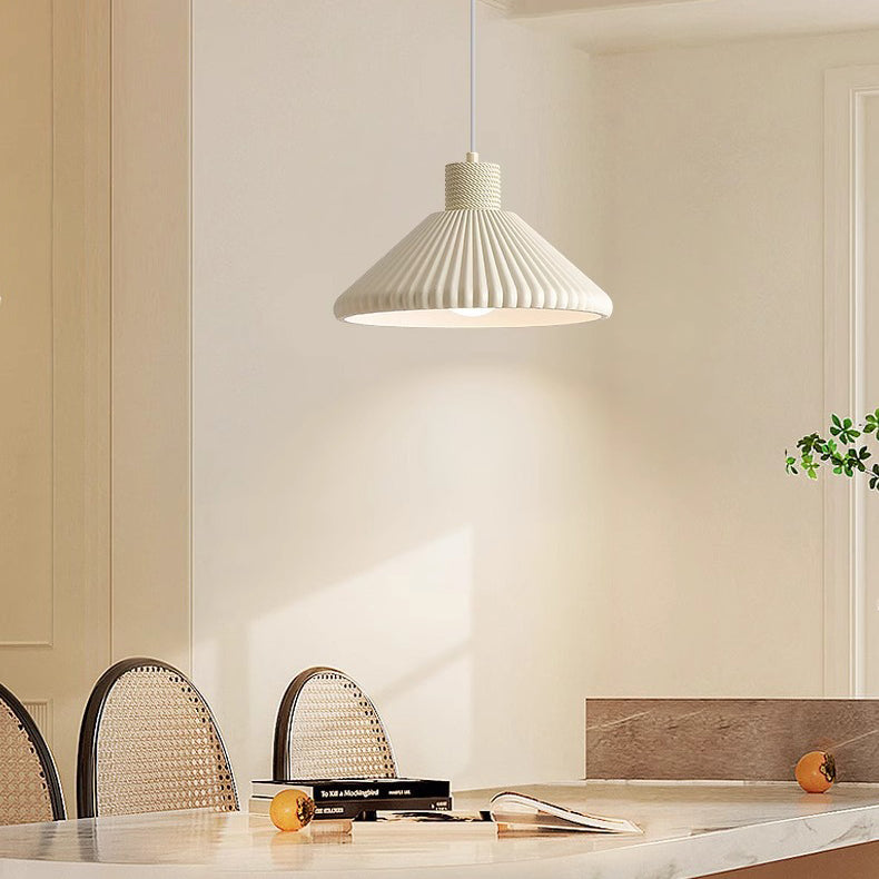 French Conical Pleated Resin Pendant Light