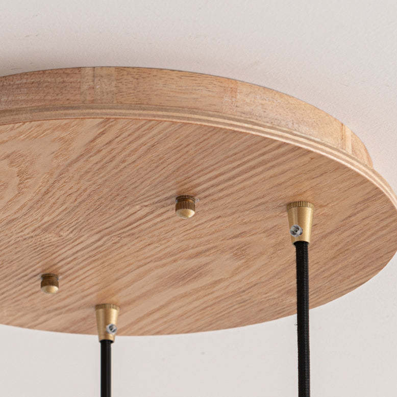 Nordic Conical Glass Hemp Rope Wood Chandelier