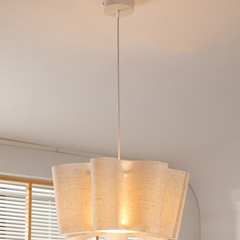 Nordic Pleated Linen Iron Pendant Light
