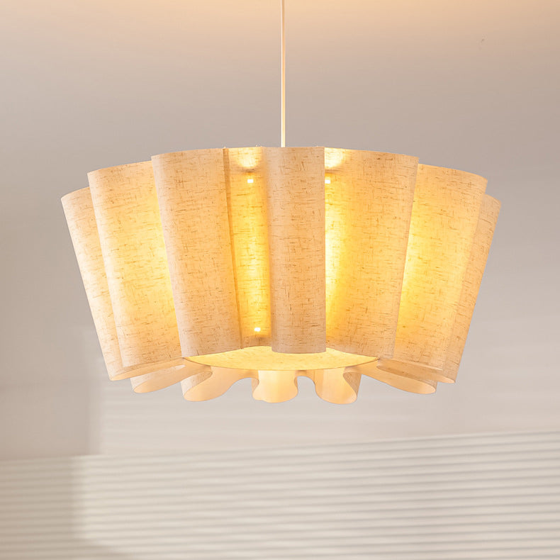 Nordic pleated beige pendant lighting — Small (12"H / 220V-240V (UK/AU)