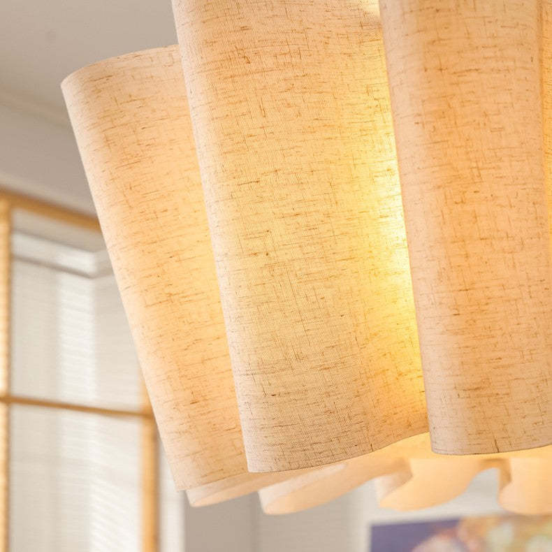Nordic Pleated Linen Iron Pendant Light