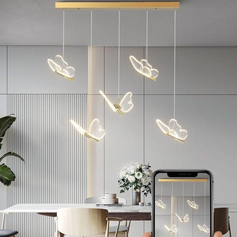 Modern Luxe Butterfly Iron Acrylic LED Chandelier