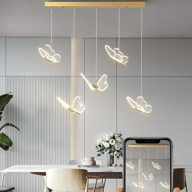 Modern Luxe Butterfly Iron Acrylic LED Chandelier