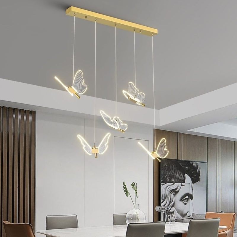 Modern Luxe Butterfly Iron Acrylic LED Chandelier
