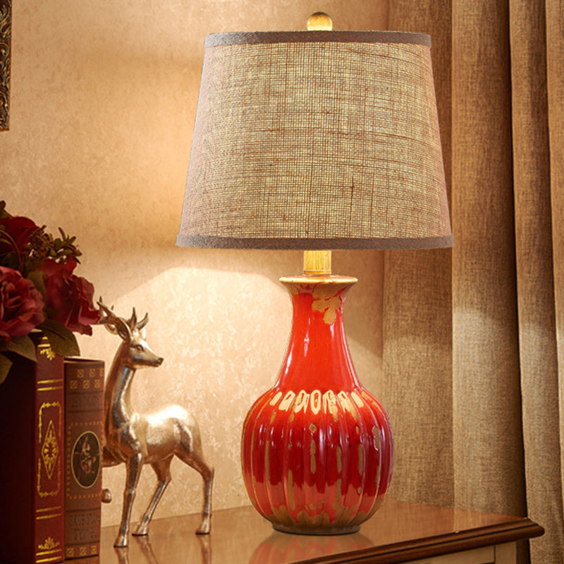 Vintage Bottle Vertical Ceramic Table Lamp — Blue / 220V-240V For UK/AU