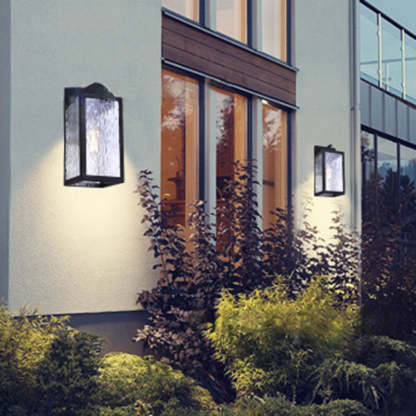 Scandinavian Rectangle Aqua Glass Iron Outdoor Wall Sconce
