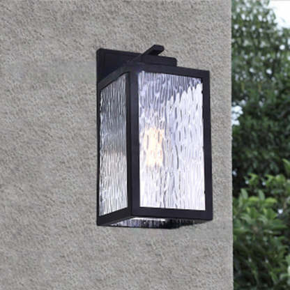 Scandinavian Rectangle Aqua Glass Iron Outdoor Wall Sconce