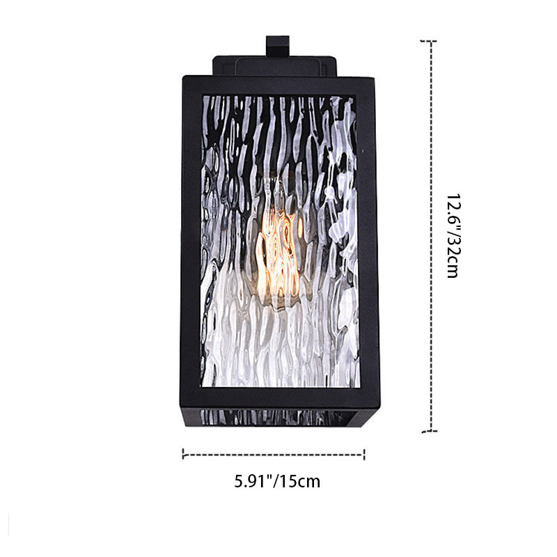 Scandinavian Rectangle Aqua Glass Iron Outdoor Wall Sconce