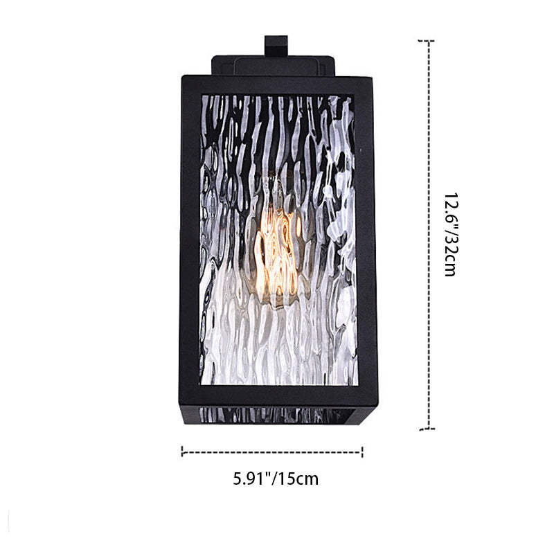 Scandinavian Rectangle Aqua Glass Iron Outdoor Wall Sconce