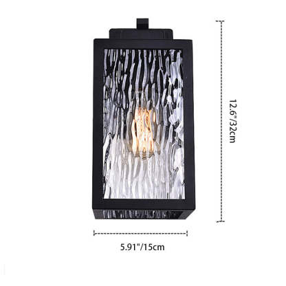 Scandinavian Rectangle Aqua Glass Iron Outdoor Wall Sconce