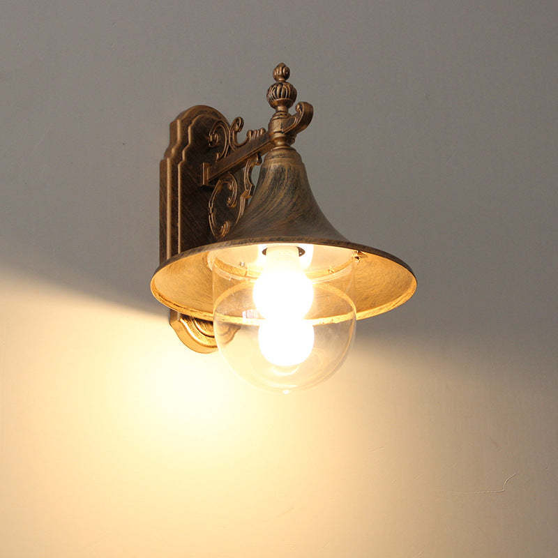 Vintage Flared Iron Die-Cast Aluminum Wall Sconce