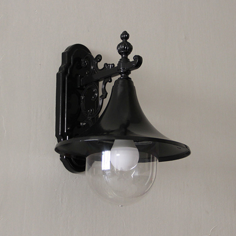 Vintage Flared Iron Die-Cast Aluminum Wall Sconce — Black / 220V-240V For UK/AU