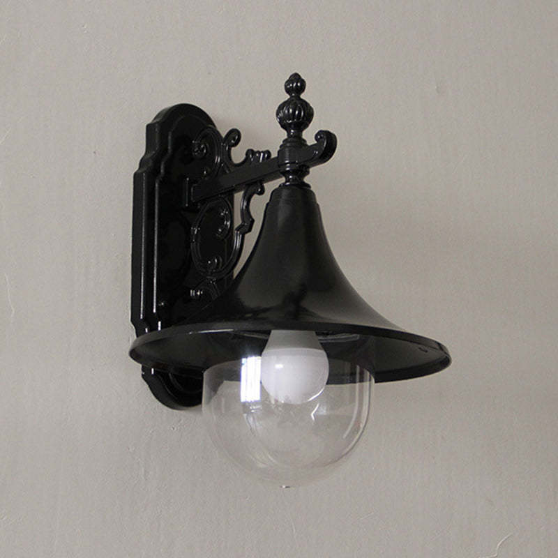 Vintage Flared Iron Die-Cast Aluminum Wall Sconce — Black / 220V-240V For UK/AU
