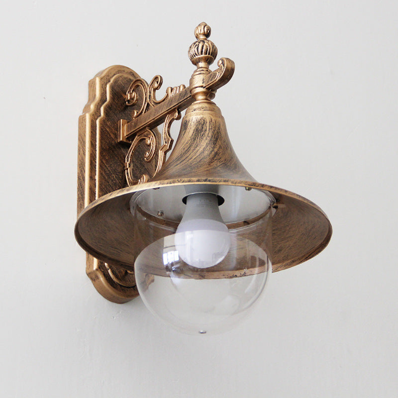 Vintage Flared Iron Die-Cast Aluminum Wall Sconce — Bronze Color / 110V-120V For US/CA