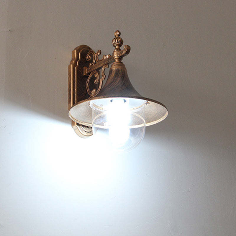 Vintage Flared Iron Die-Cast Aluminum Wall Sconce — Bronze Color / 220V-240V For UK/AU