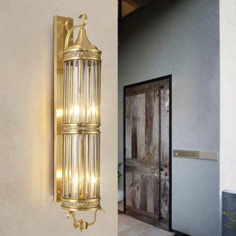 Scandinavian Cylinder Flare Stripe Copper Glass Wall Sconce