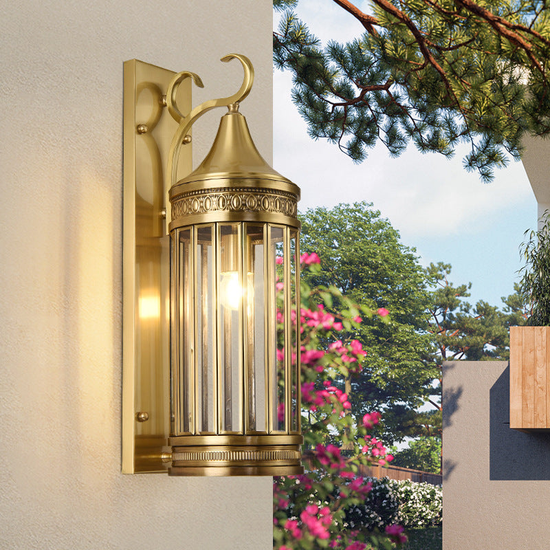 Scandinavian Cylinder Flare Stripe Copper Glass Wall Sconce