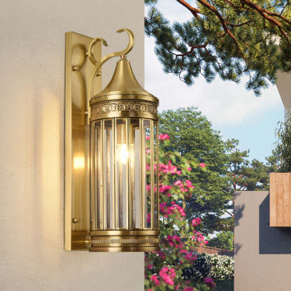 Scandinavian Cylinder Flare Stripe Copper Glass Wall Sconce — 1 / 110V-120V For US/CA