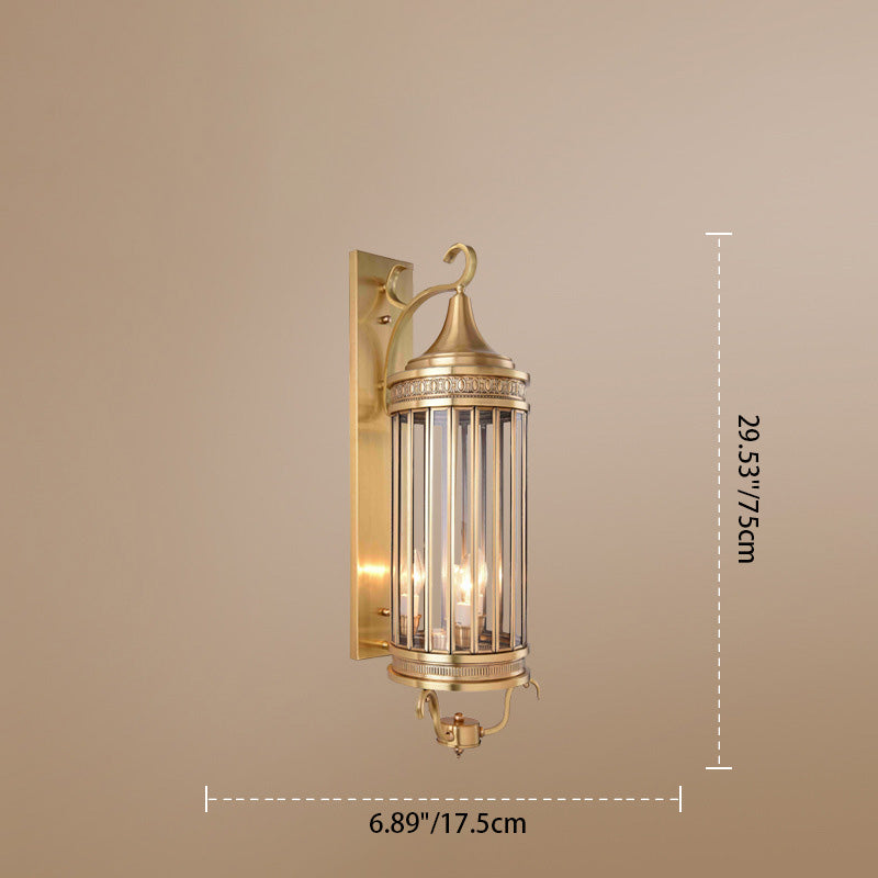 Scandinavian Cylinder Flare Stripe Copper Glass Wall Sconce — 3 / 110V-120V For US/CA