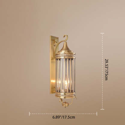Scandinavian Cylinder Flare Stripe Copper Glass Wall Sconce — 3 / 110V-120V For US/CA