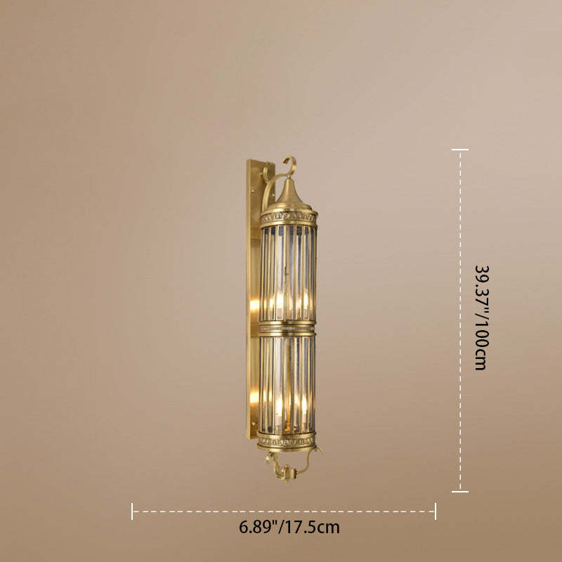 Scandinavian Cylinder Flare Stripe Copper Glass Wall Sconce — 3 / 220V-240V For UK/AU