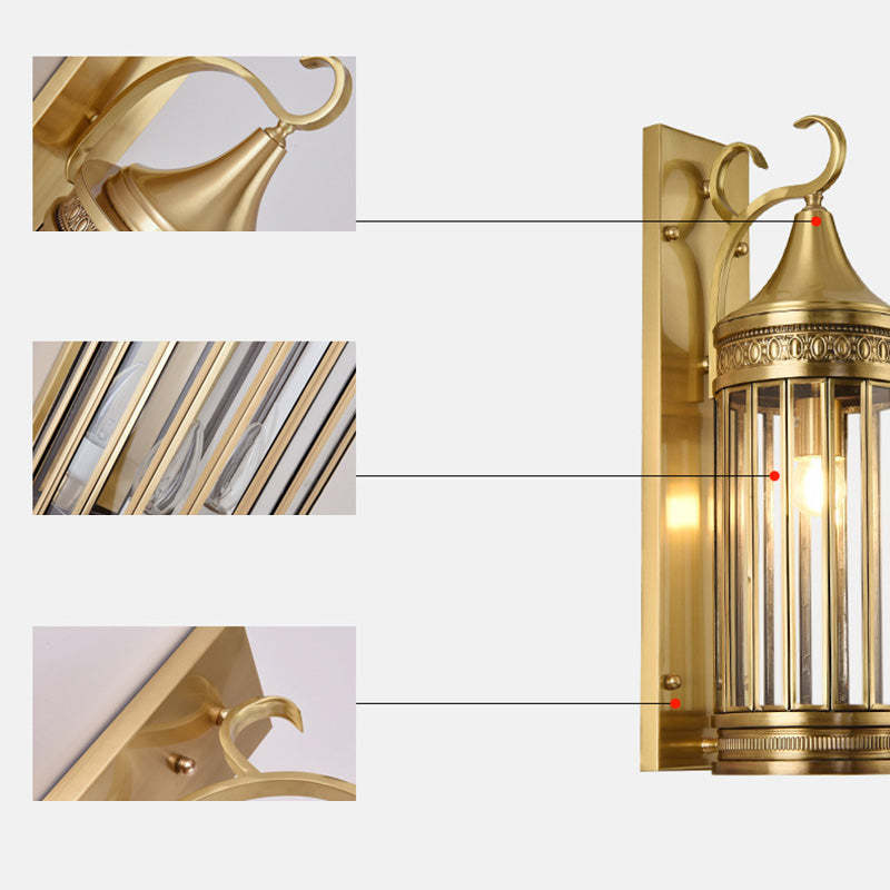 Scandinavian Cylinder Flare Stripe Copper Glass Wall Sconce — 6 / 220V-240V For UK/AU