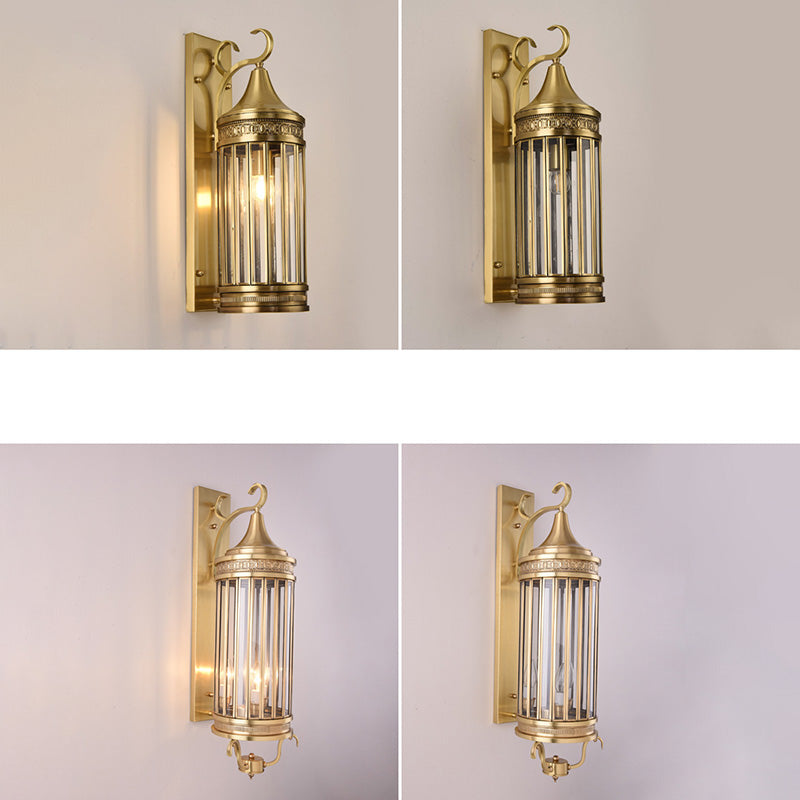 Scandinavian Cylinder Flare Stripe Copper Glass Wall Sconce