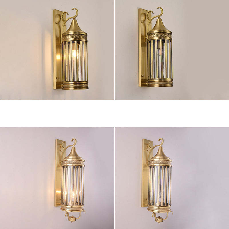 Scandinavian Cylinder Flare Stripe Copper Glass Wall Sconce