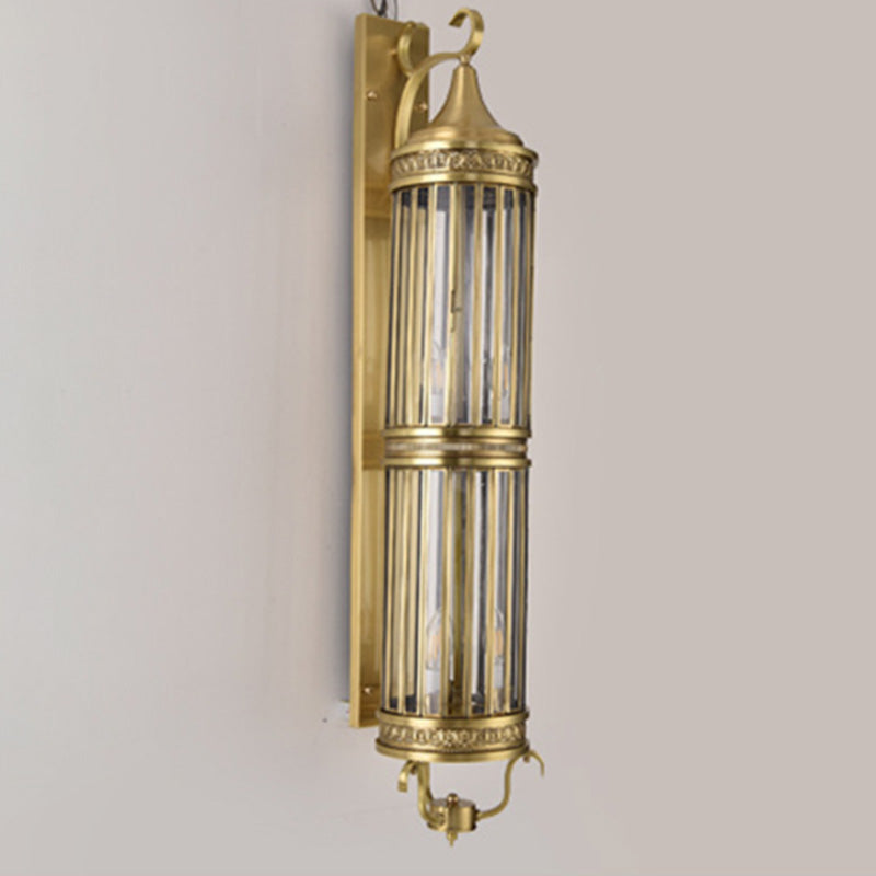 Scandinavian Cylinder Flare Stripe Copper Glass Wall Sconce