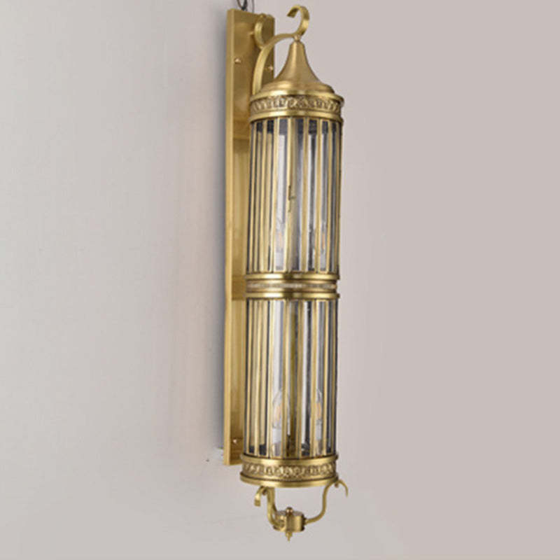Scandinavian Cylinder Flare Stripe Copper Glass Wall Sconce