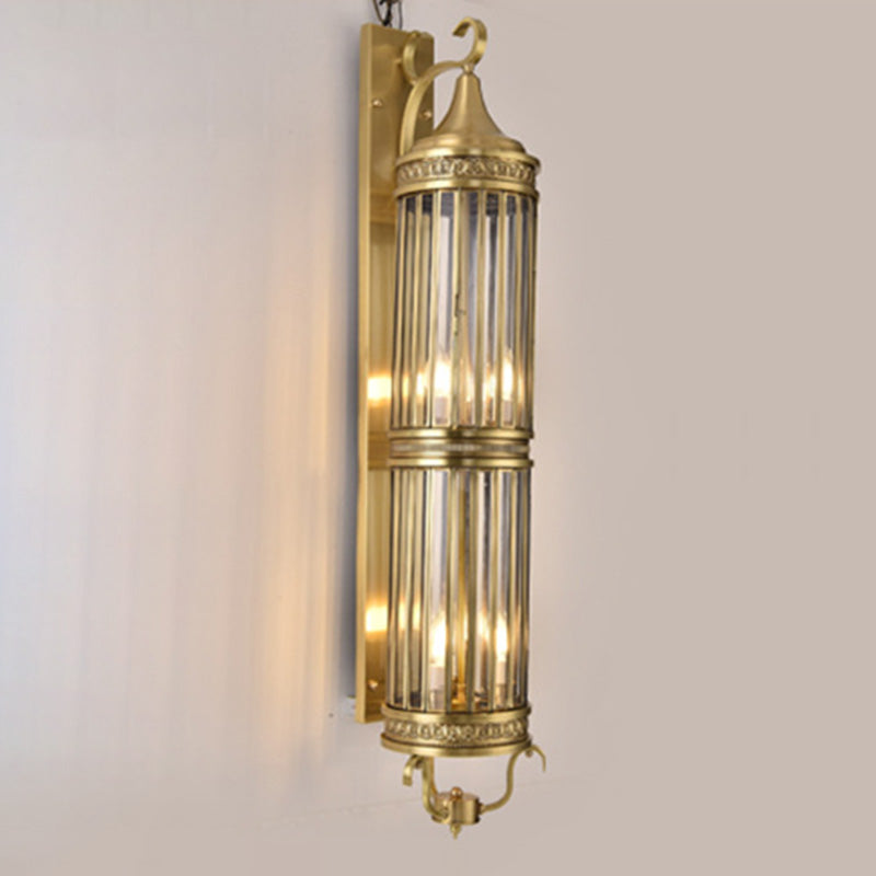 Scandinavian Cylinder Flare Stripe Copper Glass Wall Sconce