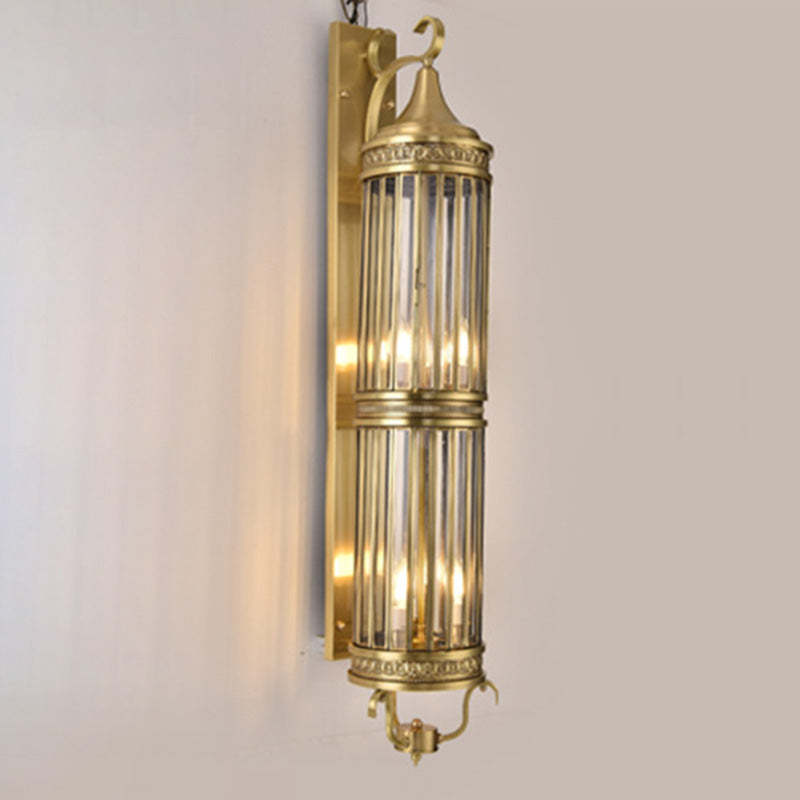 Scandinavian Cylinder Flare Stripe Copper Glass Wall Sconce