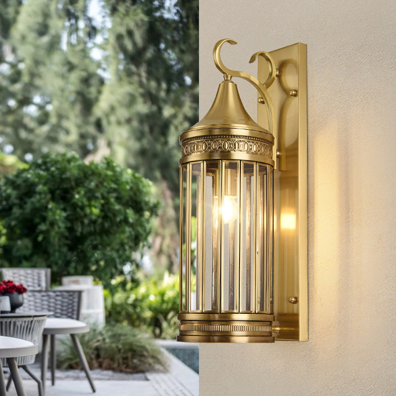 Scandinavian Cylinder Flare Stripe Copper Glass Wall Sconce