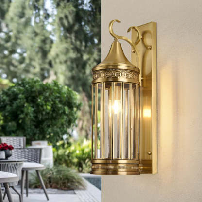 Scandinavian Cylinder Flare Stripe Copper Glass Wall Sconce